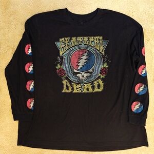 Grateful Dead Long Sleeve Graphic T-shirt w Multi-Color Sleeve Hits.